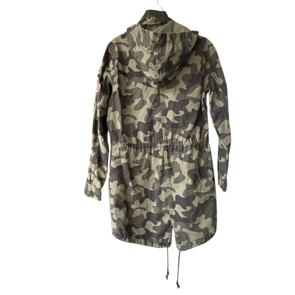 Blue Rain Camouflage Utility Cargo Jacket Pink Floral Embroidery Accent Size Med - Picture 15 of 16
